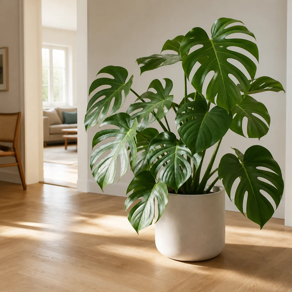 Healthy foliage plant with open space around its leaves